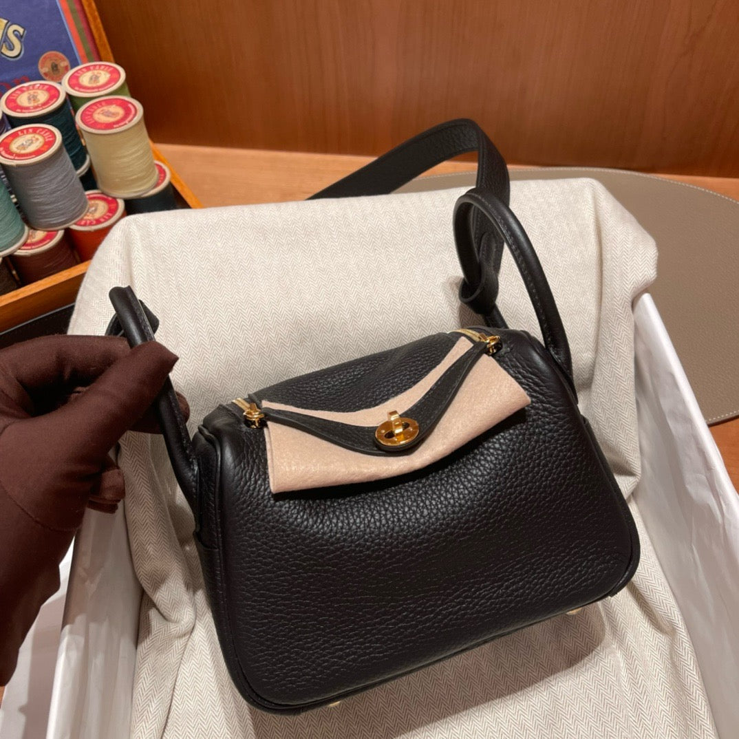 HERM Mini Lindy, 19cm, Noir, TC Skin