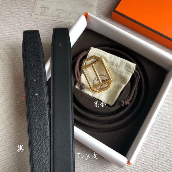 HERM Pad Reversible Belt In Black Clemence Leather