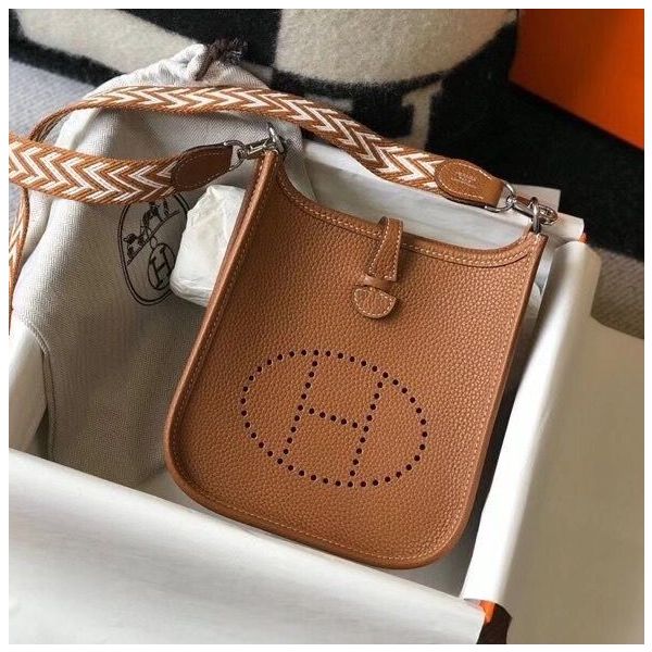 HERM Evelyne III TPM Bag In Gold Clemence Leather