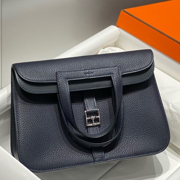 HERM Halzan 25 Bag in Blue Nuit Clemence Leather