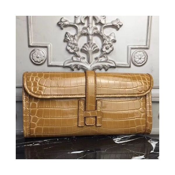 HERM Jige Elan 29 Clutch In Camarel Crocodile Leather