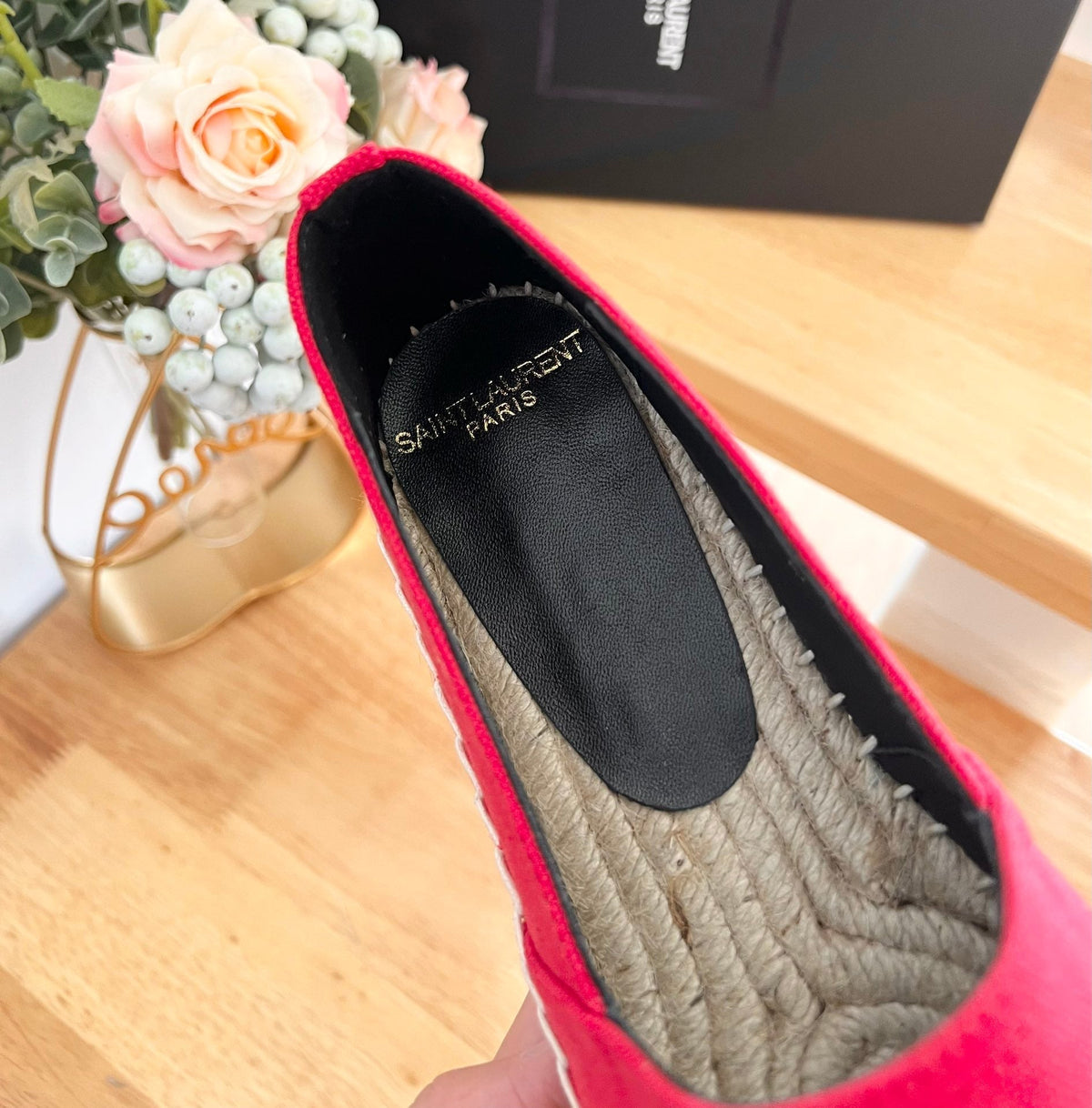 SL YVES LOGO SLIP ON RED CANVAS