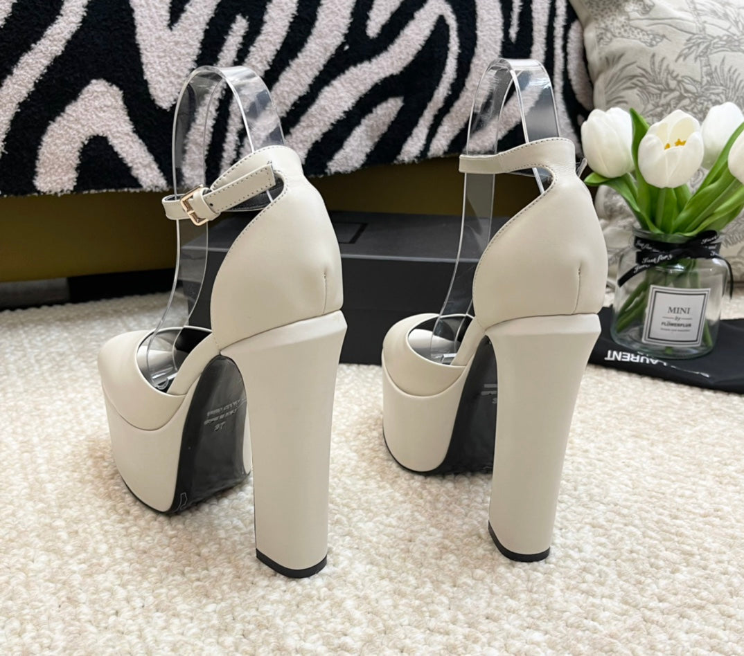SL JODIE PLATFORM SANDALS WHITE CALFSKIN