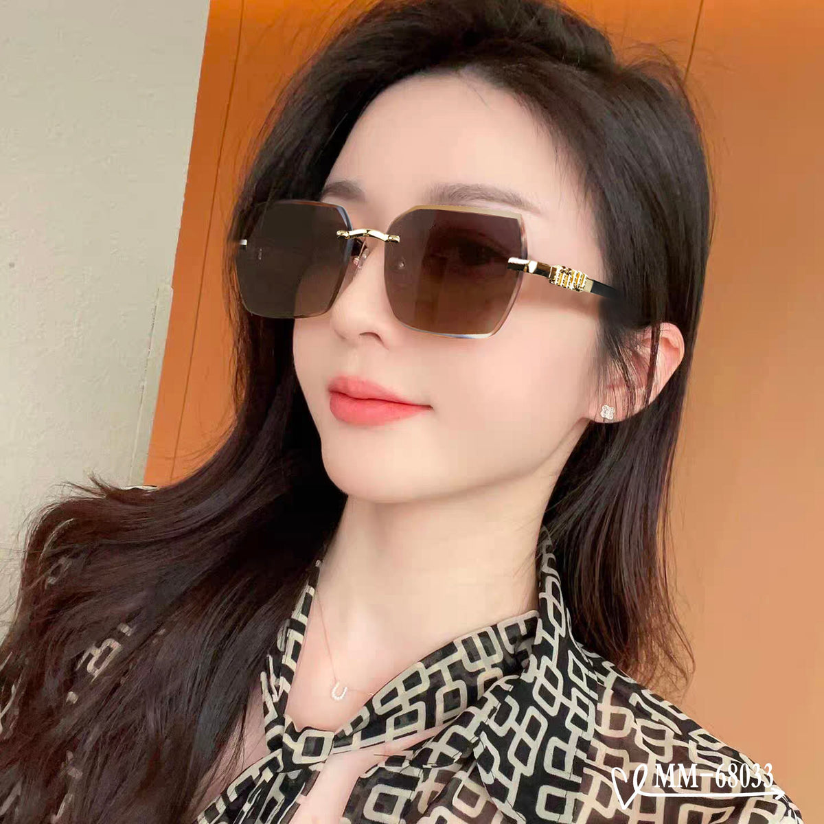 LOGO SQUARE SUNGLASSES 68033 IN METAL