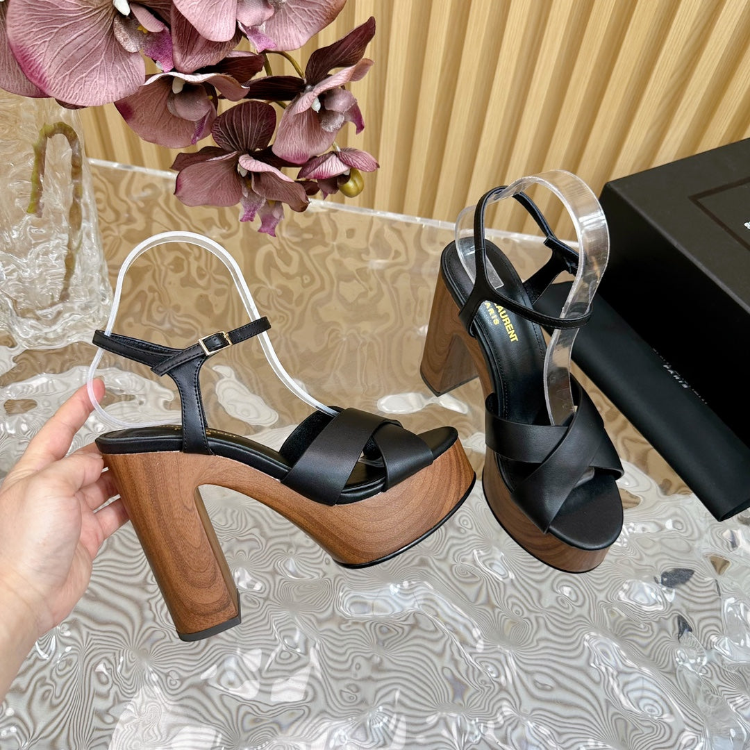 SL BIANCA PLATFORM SANDAL BLACK CALFSKIN