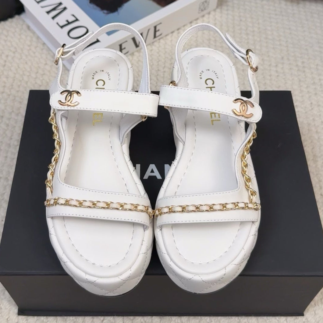 THICK-SOLED SANDALS 55 MM IN WHITE CALFSKIN