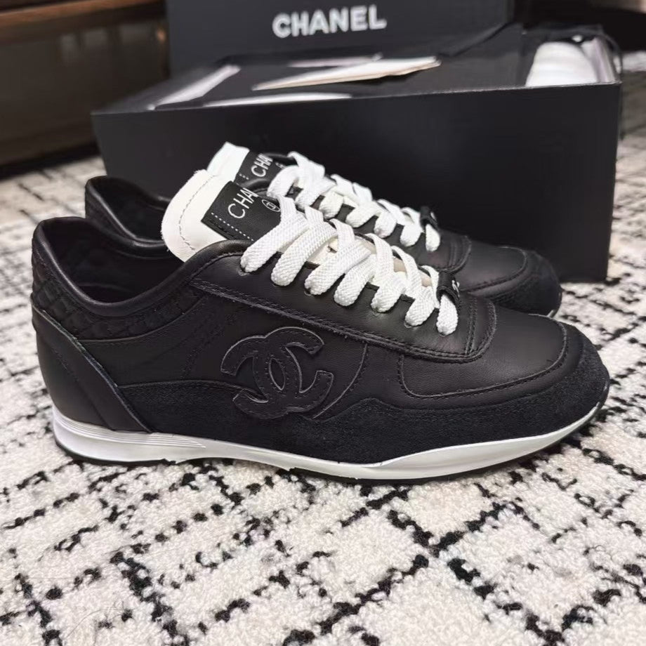 TRAINERS SNEAKER IN BLACK CALFSKIN AND SUEDE