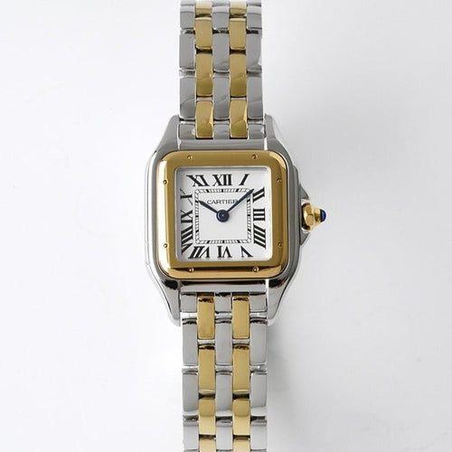 PANTHERE DE CARTIE 22MM QUARTZ GOLD STEEL WHITE DIAL