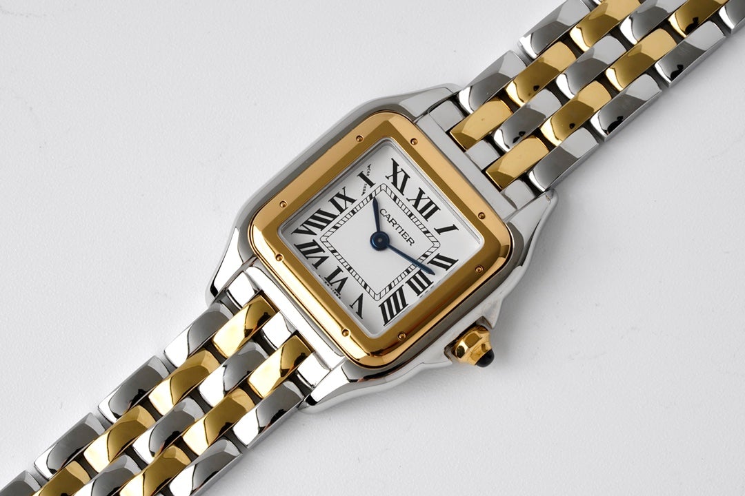 PANTHERE DE CARTIE 22MM QUARTZ GOLD STEEL WHITE DIAL