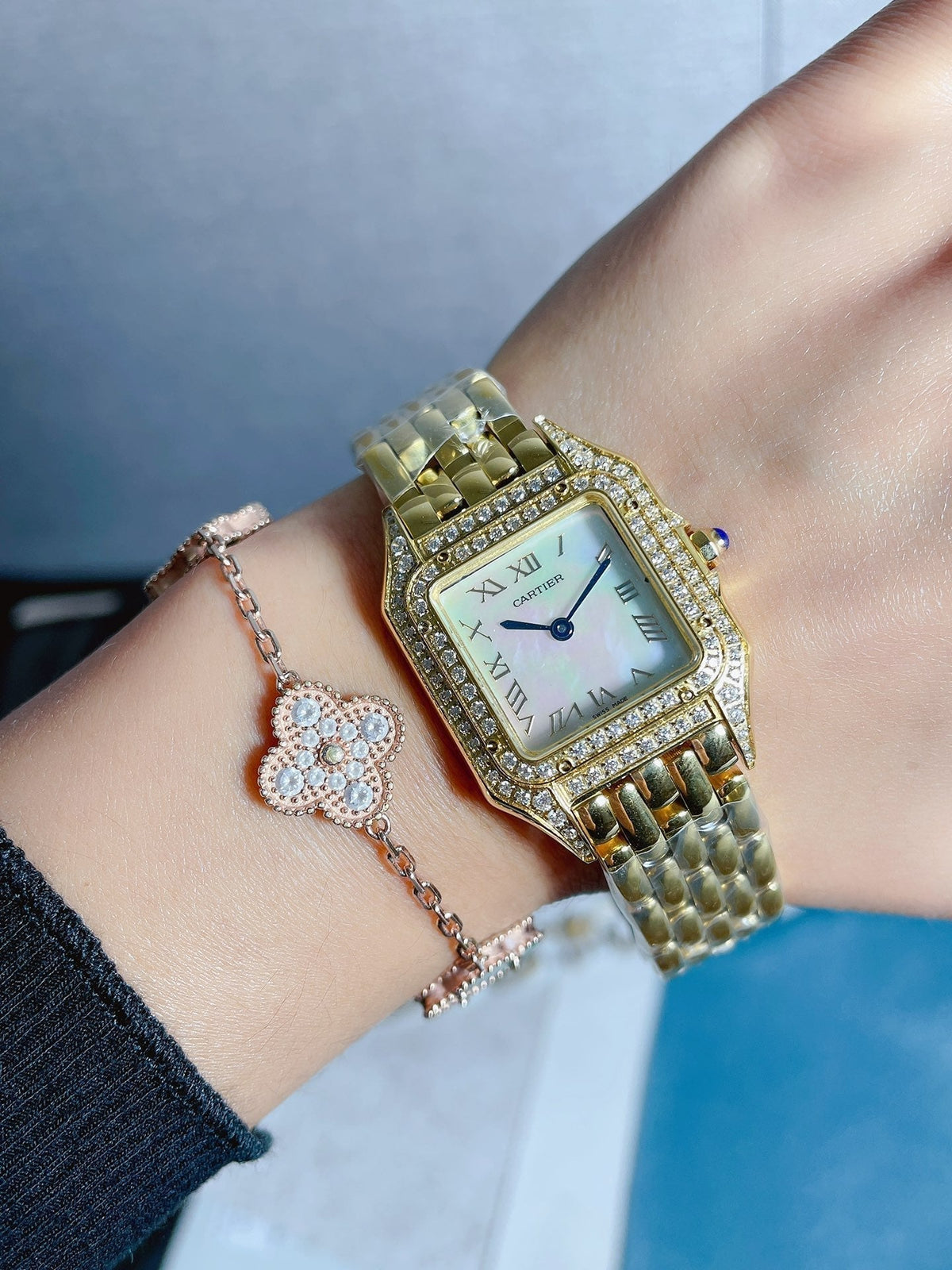 PANTHERE 27MM QUARTZ ROSE GOLD DIAMOND BEZEL