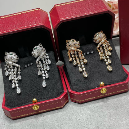 PANTHERE ONYX MALCHITE DIAMOND DROP EARRINGS