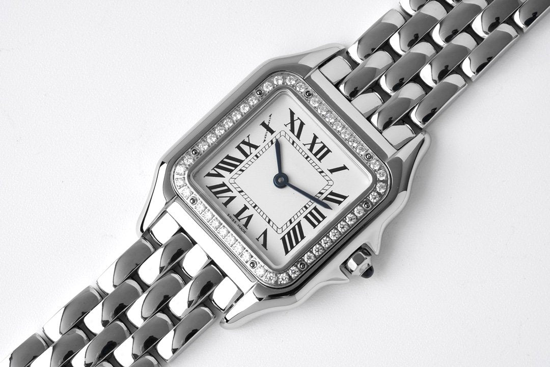 PANTHERE 27MM SILVER CASE DIAMOND BEZEL WHITE DIAL