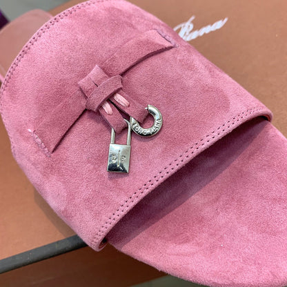 Summer Charms Sandals in Fuchsia Suede Pink Lambskin