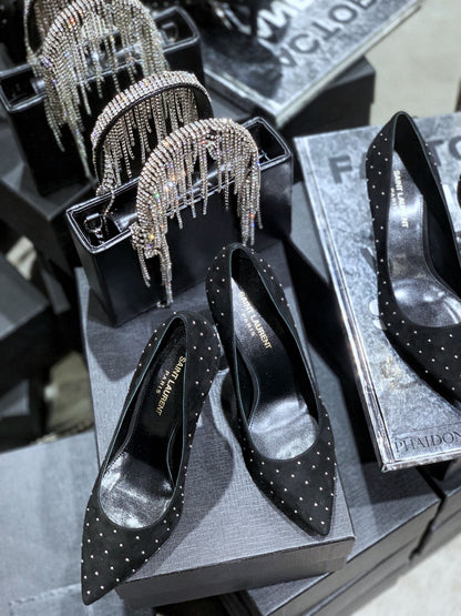 SL CHARLOTTE BEADED PUMPS BLACK SUEDE