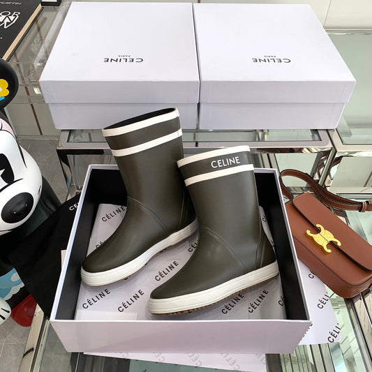 RAIN BOOTS IN KHAKI GREEN MIX WHITE RUBBER