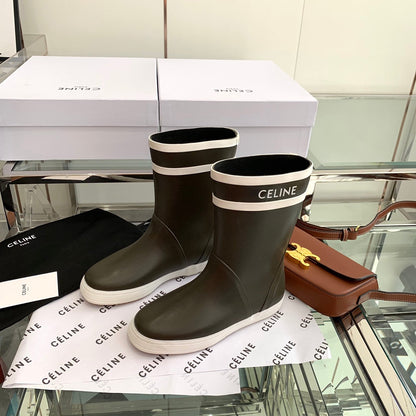 RAIN BOOTS IN KHAKI GREEN MIX WHITE RUBBER