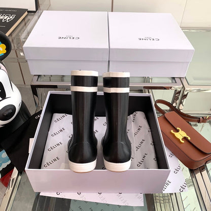 RAIN BOOTS IN BLACK MIX WHITE RUBBER