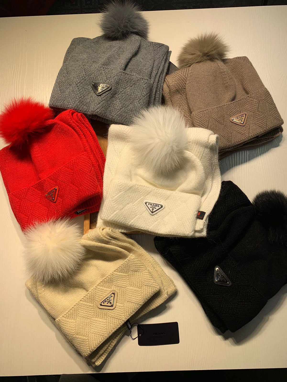SET SCARF AND HAT IN WHITE WOOL AND RABBIT FUR 416368