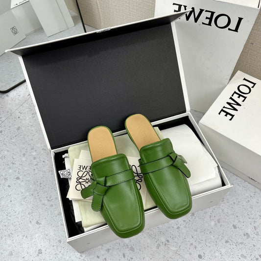 LW GATE BELTED MULE GREEN CALFSKIN