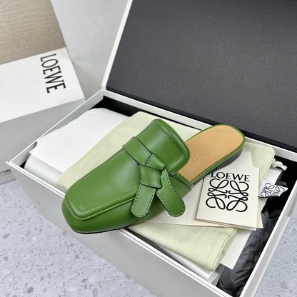 LW GATE BELTED MULE GREEN CALFSKIN