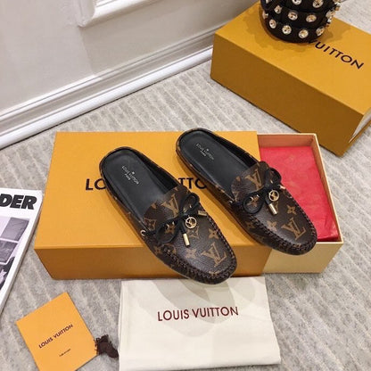 LV WOMEN'S EASY MULE IN CHOCOLATE BROWN MONOGRAM CALFSKIN