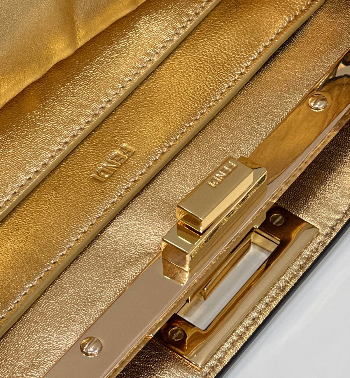 PEEKABOO ISEEU 33 IN GOLD METALLIC CALFSKIN GOLD HARDWARE