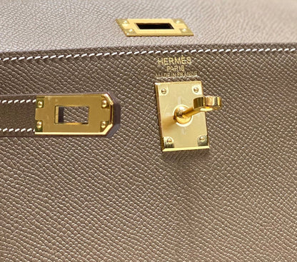 KELLY MINI 20 BAG IN MEDIUM BROWN CALFSKIN WITH GOLD HARDWARE