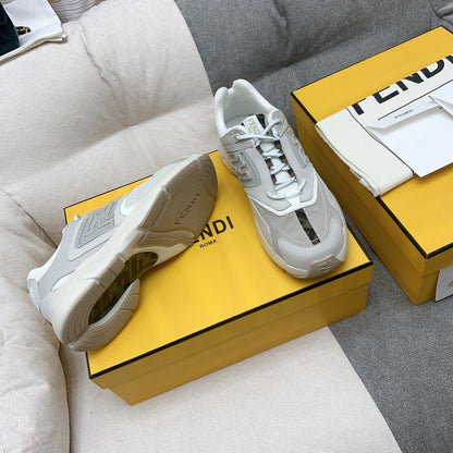 FENDI FASTER TRAINERS IN GREY SUEDE AND BREATHABLE MESH