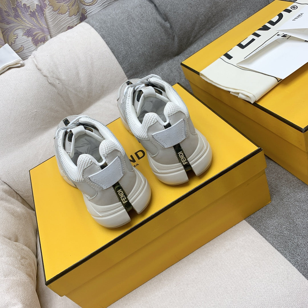 FENDI FASTER TRAINERS IN GREY SUEDE AND BREATHABLE MESH
