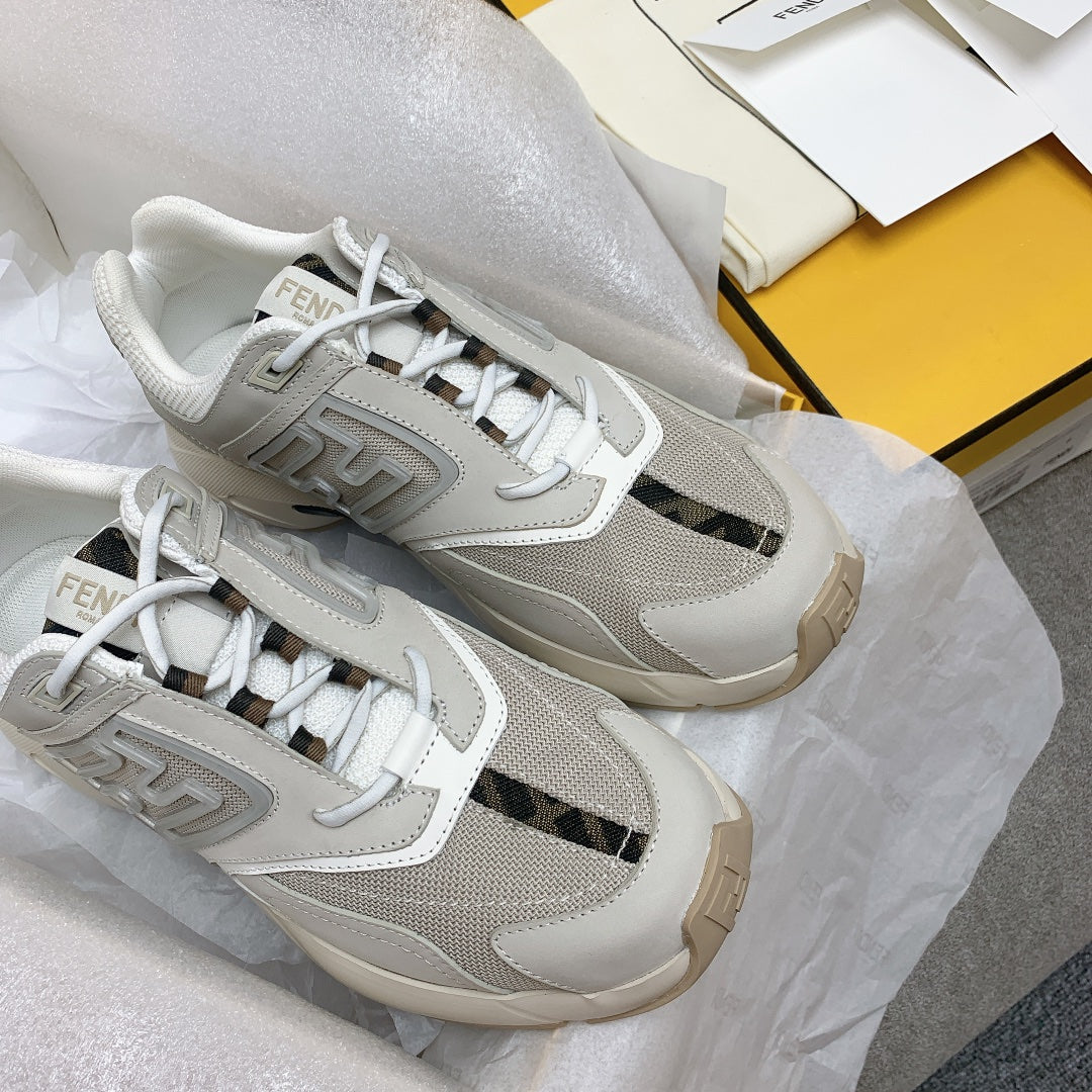 FENDI FASTER TRAINERS IN GREY SUEDE AND BREATHABLE MESH