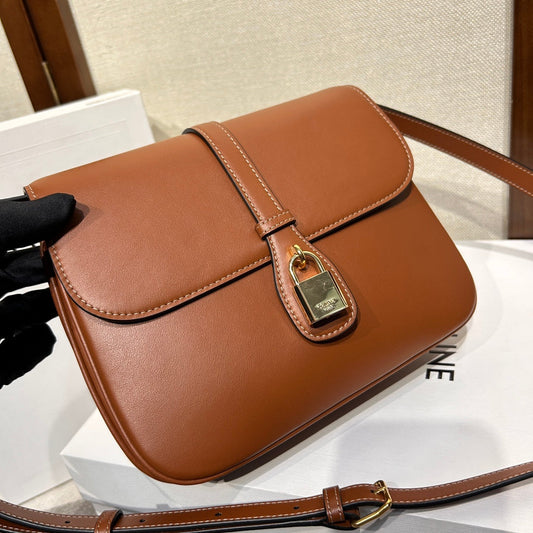 TABOU FLAP BAG 22 IN BRONZE BROWN SMOOTH CALFSKIN GOLD LOCK