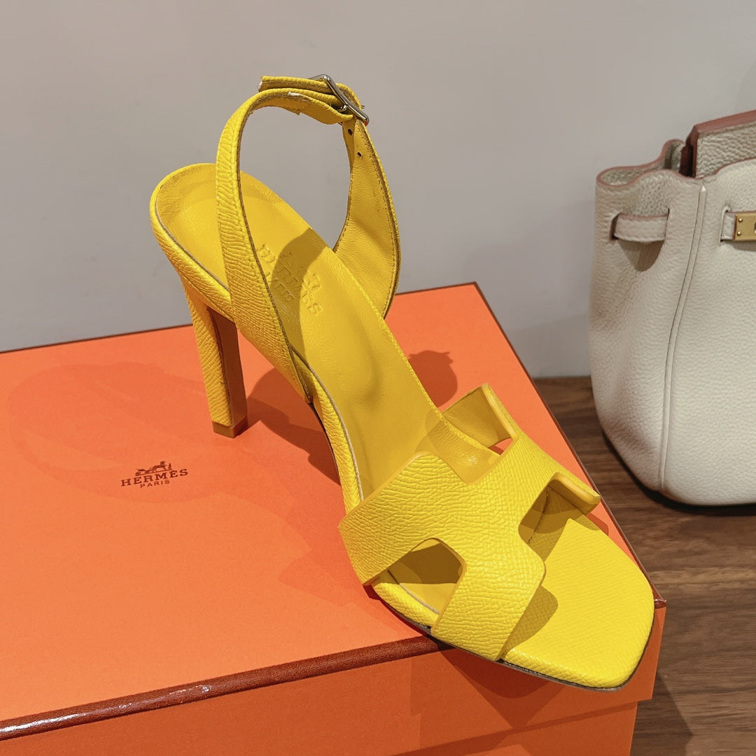 HOLY 105 SANDAL IN BRIGHT YELLOW GRAINED CALFSKIN