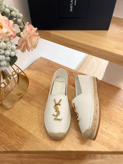 SL YVES LOGO SLIP ON WHITE CALFSKIN