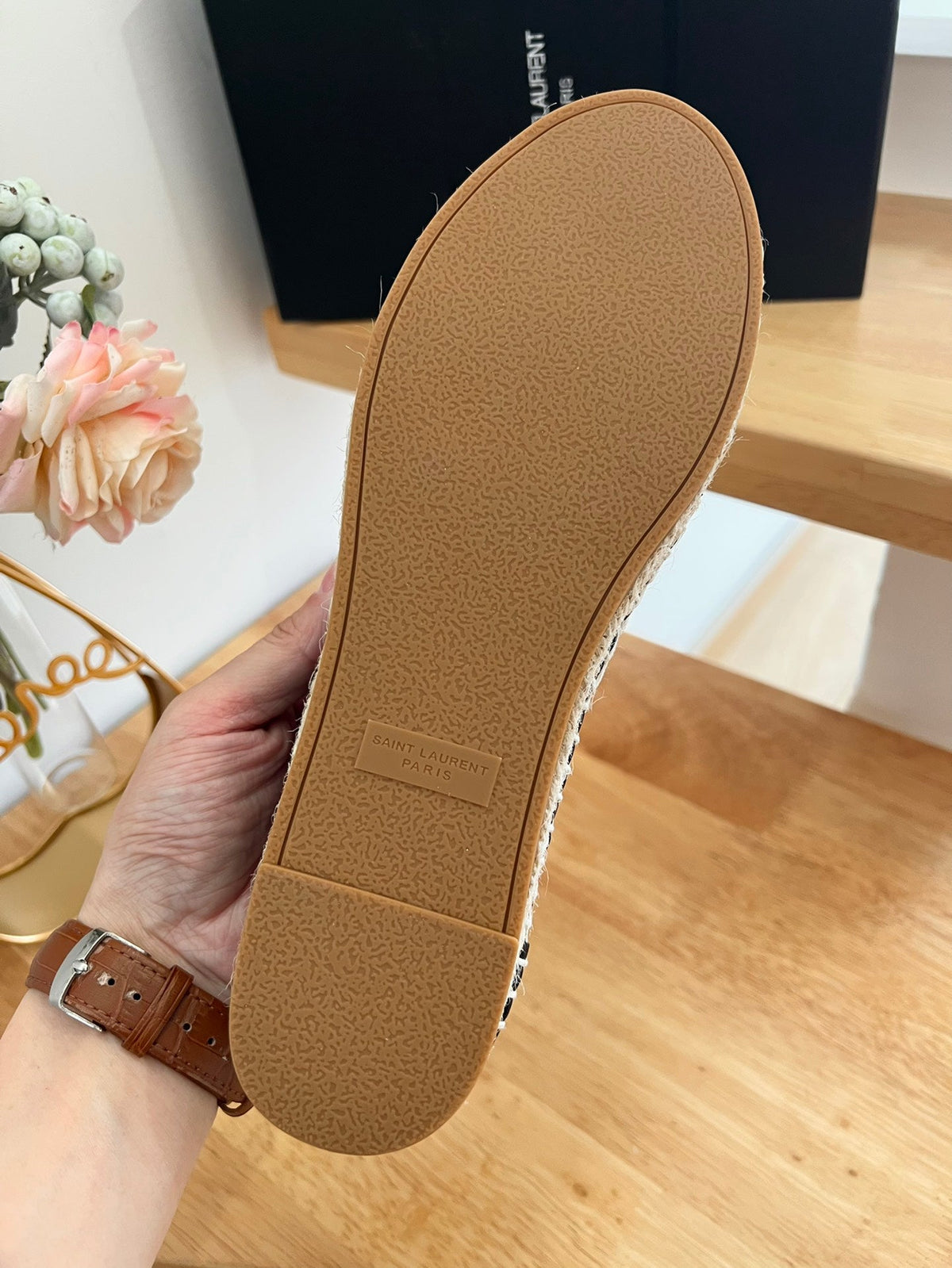 SL YVES LOGO SLIP ON BLACK CALFSKIN AND MESH