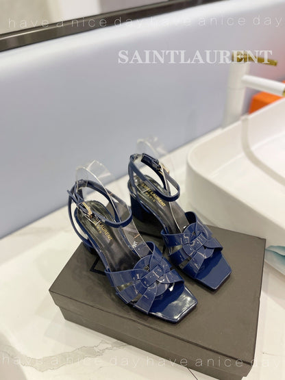 SL TRIBUTE SANDAL GLOSSY NAVY CALFSKIN