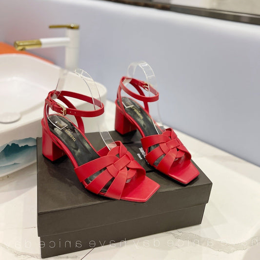 SL TRIBUTE SANDAL RED CALFSKIN