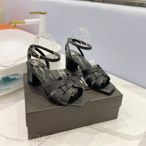 SL TRIBUTE SANDAL BLACK CALFSKIN
