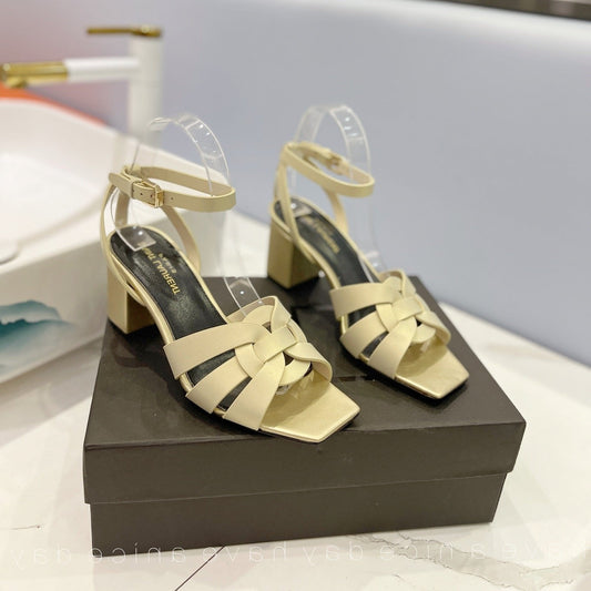 SL TRIBUTE SANDAL PASTEL YELLOW CALFSKIN