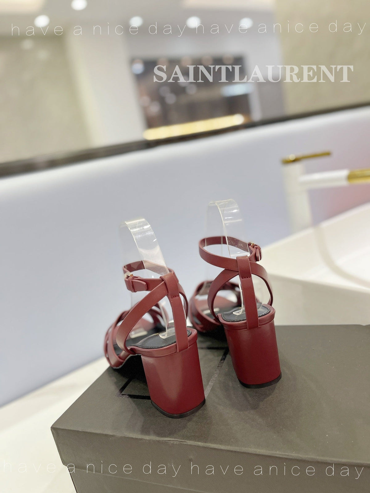 SL TRIBUTE SANDAL BERRY CALFSKIN