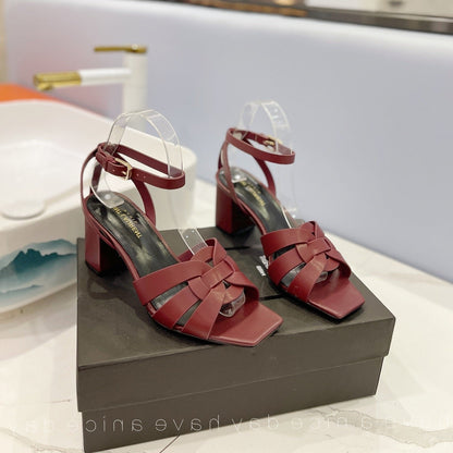 SL TRIBUTE SANDAL BERRY CALFSKIN