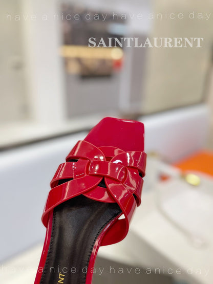 SL TRIBUTE SLIPPERS GLOSSY RED CALFSKIN