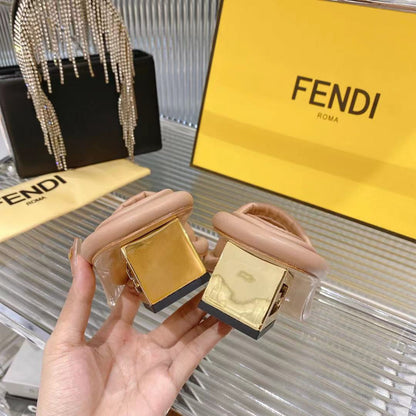 FENDI BAGUETTE SLIDES WOMEN IN DESERT SAND CALFSKIN