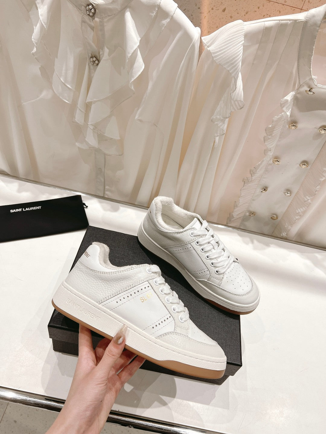 SL SL/61 SNEAKERS WHITE PERFORATED CALFSKIN