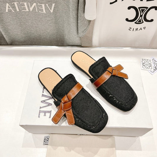 LW GATE BELTED MULE BLACK DENIM