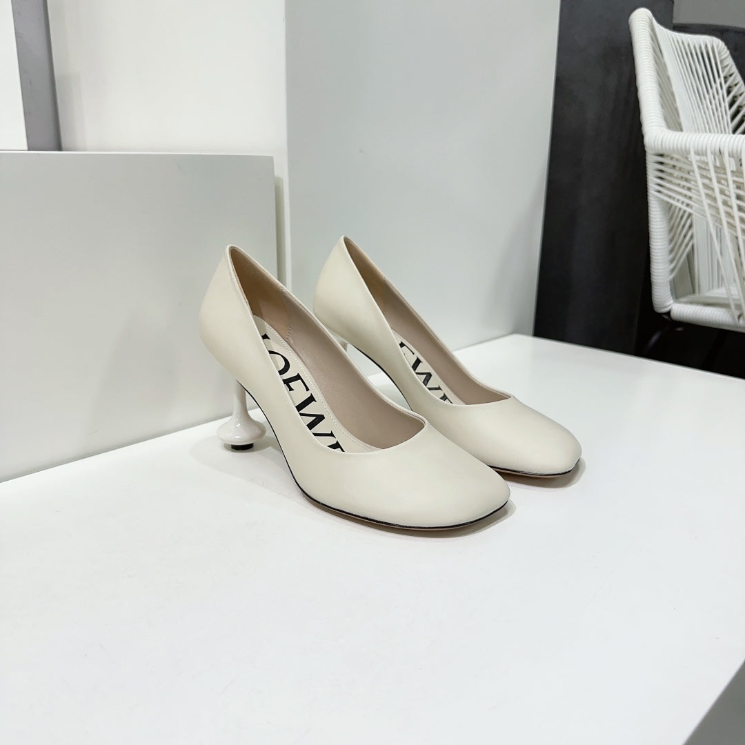 LW TOY PUMP 95 WHITE CALFSKIN