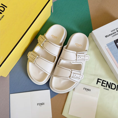FENDI BAGUETTE DAD SANDALS IN WHITE CALFSKIN