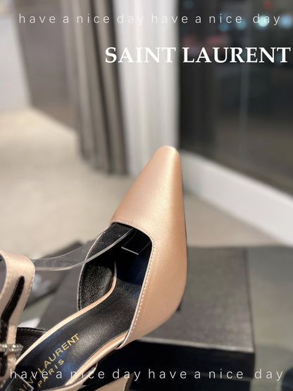 SL FANNY SLINGBACK PUMPS CHAMPAGNE SATIN