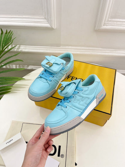 FENDI TRAINER SNEAKER IN SKY BLUE LAMBSKIN