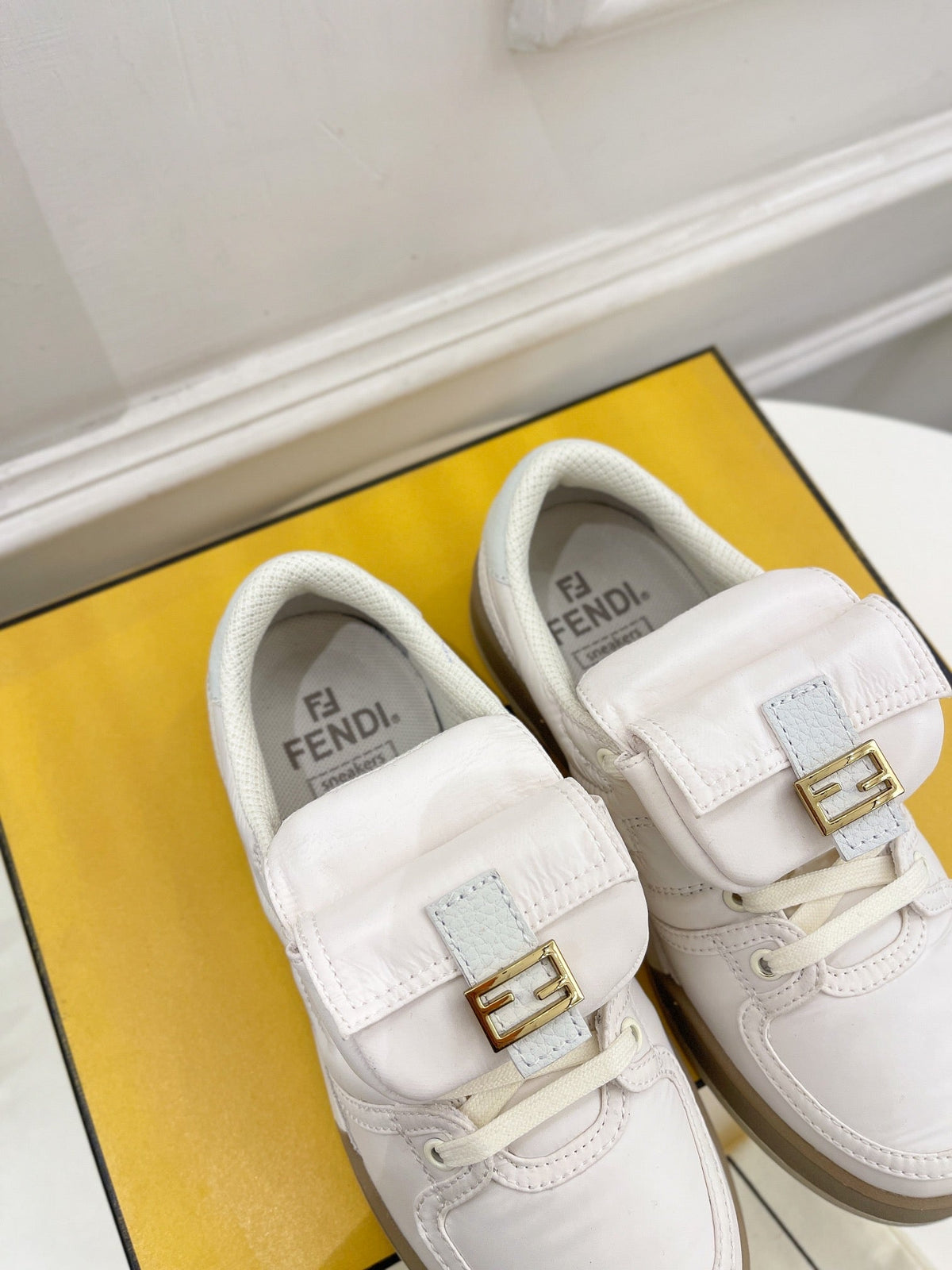 FENDI TRAINER SNEAKER IN WHITE LAMBSKIN