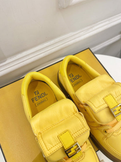 FENDI TRAINER SNEAKER IN CORN YELLOW LAMBSKIN